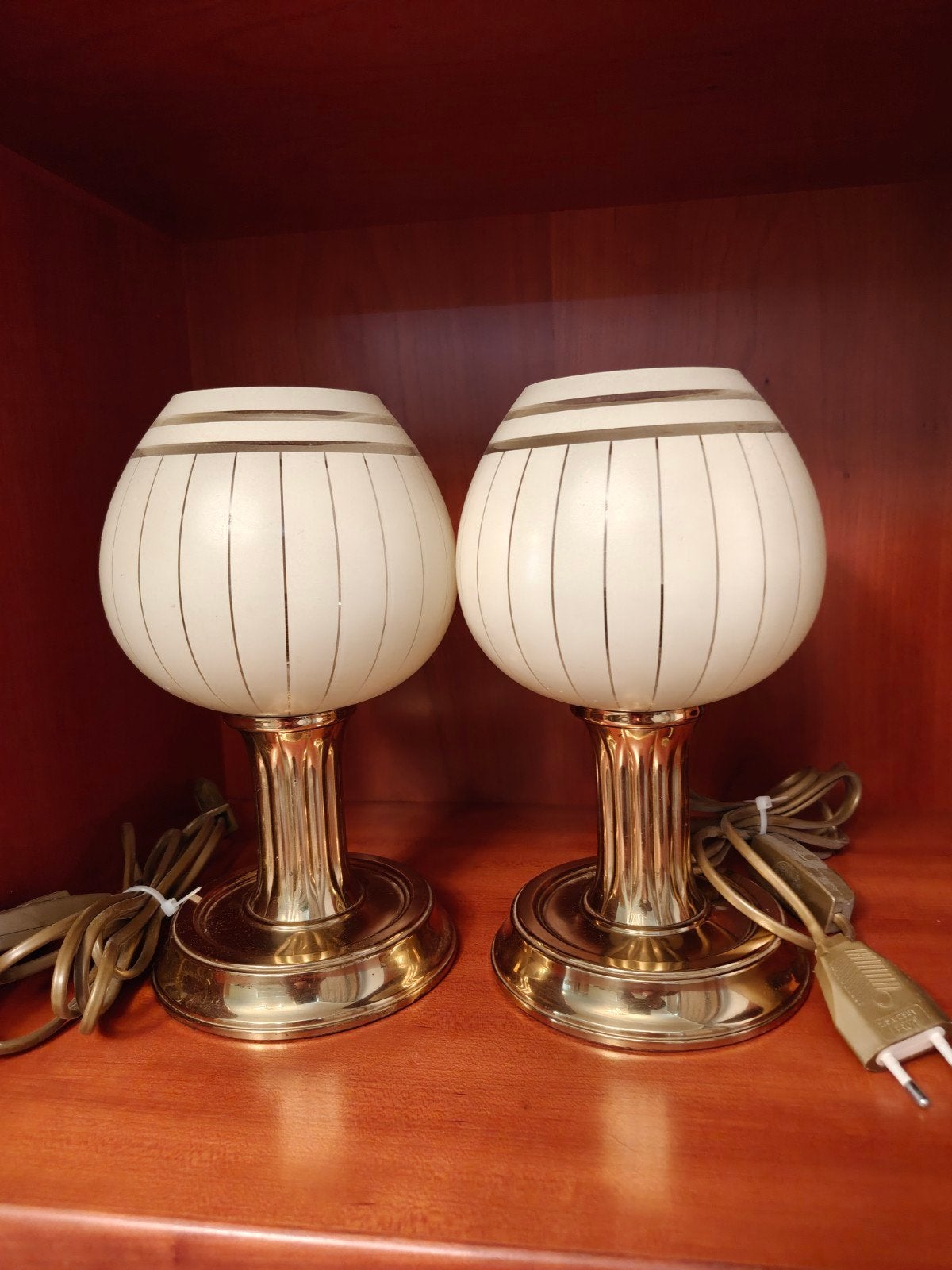 Set van 2 Art Deco stijl messing tafellampen, Ophalen