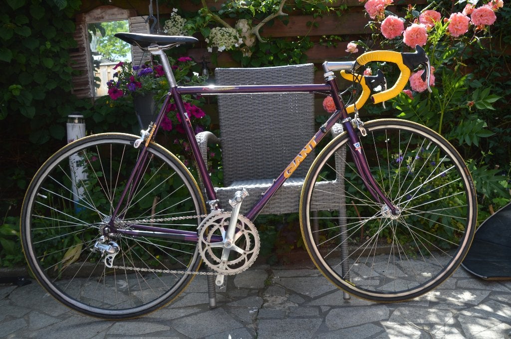 Vintage Giant Racefiets paars geel campagnolo, Ophalen, 28 inch, Gebruikt, Giant