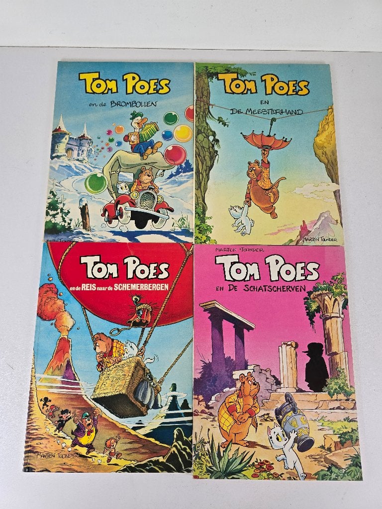 4 stripboeken Tom Poes, allen eerste druk (1974), Gelezen, Marten Toonder, Ophalen of Verzenden, Meerdere stripboeken