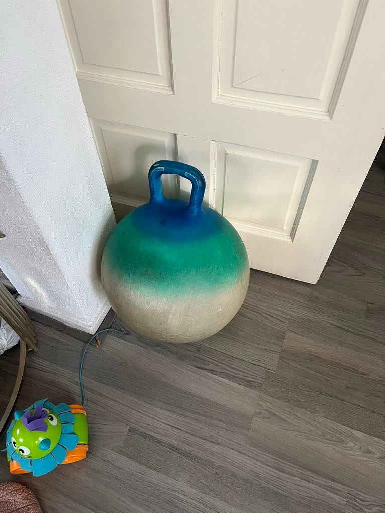 Springbal met handvat - Blauw/Groen/Wit, Ophalen of Verzenden, Gebruikt, Jongen of Meisje