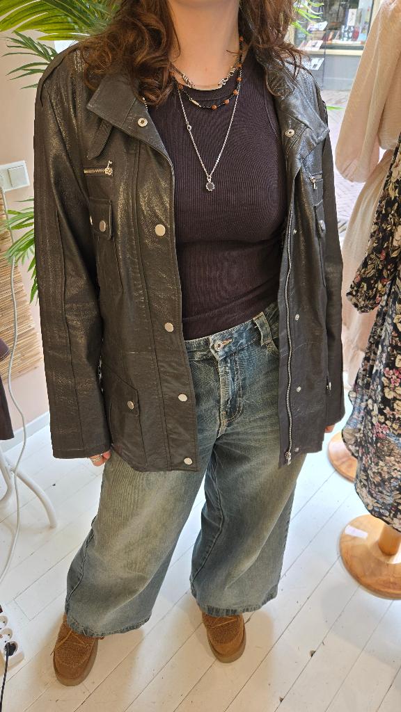 Taifun Collection Zwarte Leren Jas Met Luipaardvoering L, Kleding | Dames, Zwart, Maat 42/44 (L), Ophalen of Verzenden, Zo goed als nieuw