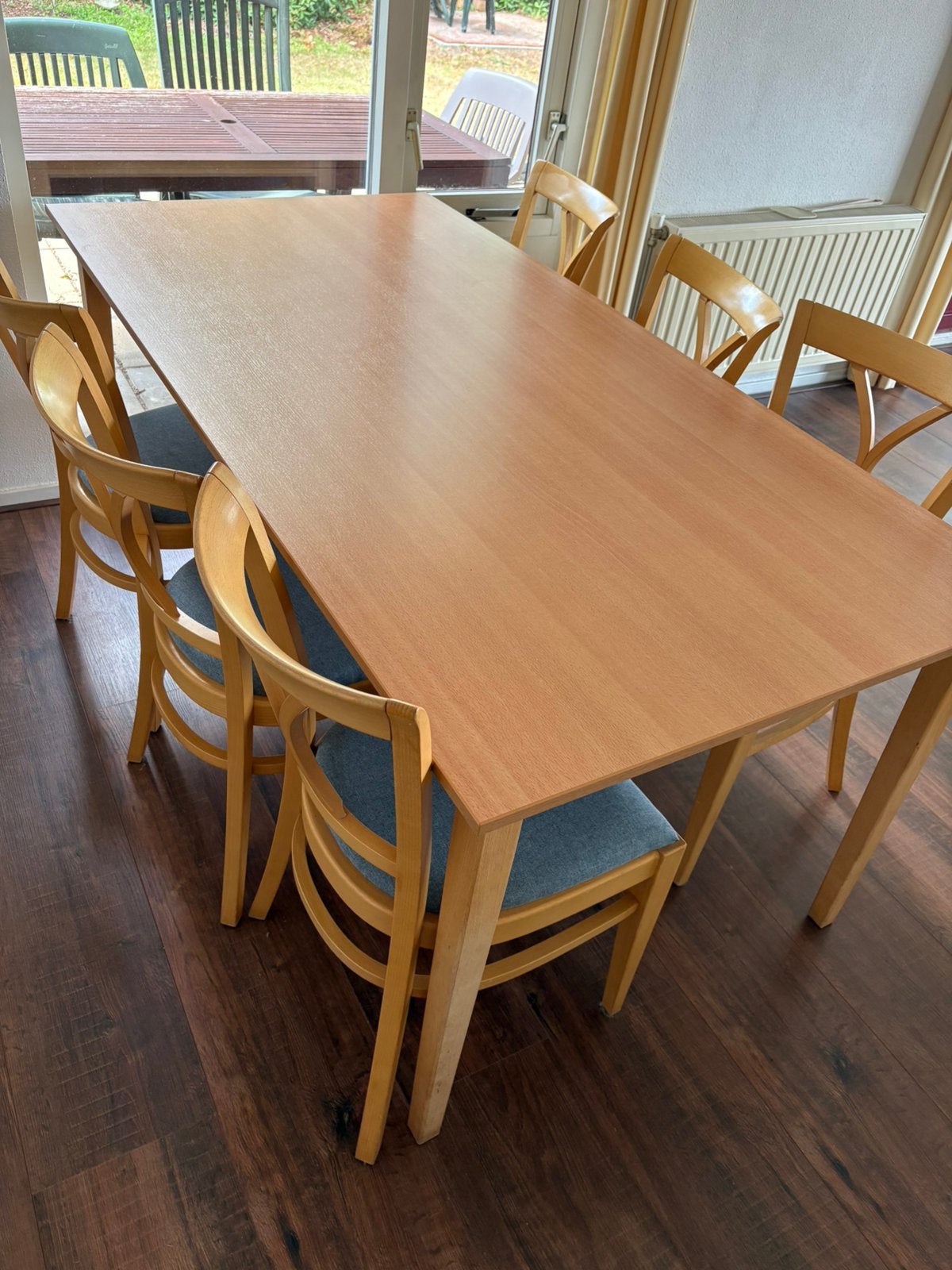 Gratis eettafel en 6 stoelen, Ophalen, Gebruikt, 4 tot 6 stoelen