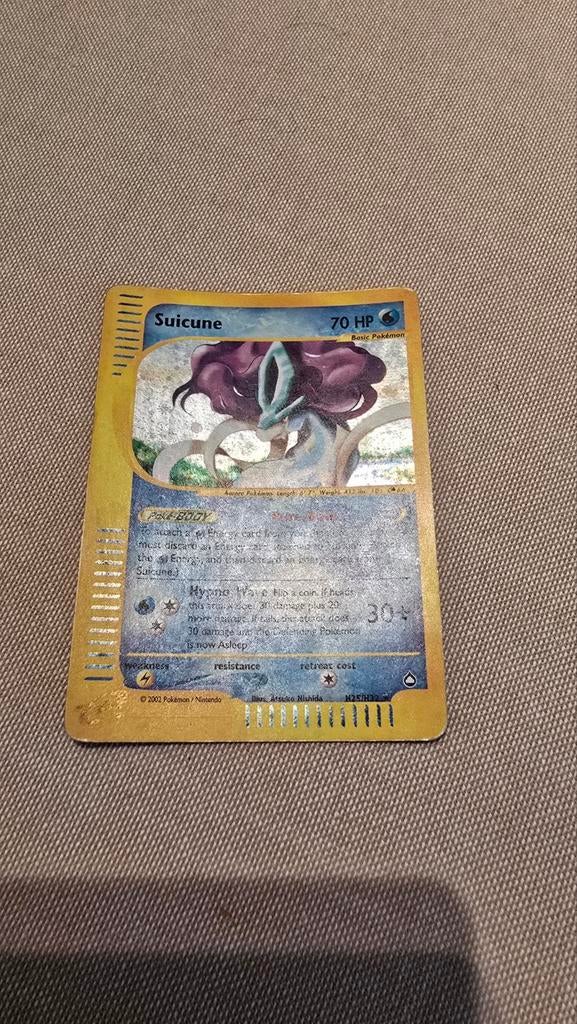 Suicune (AQ H25) Aquapolis - Singles Pokémon Kaart, Ophalen of Verzenden, Gebruikt, Losse kaart, Foil