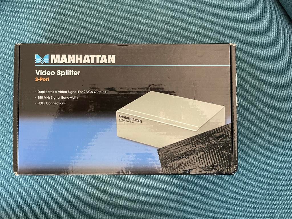 Manhattan VGA Splitter 2-Poort, adapter, 2 gender changers, Computers en Software, Pc- en Netwerkkabels, Ophalen of Verzenden