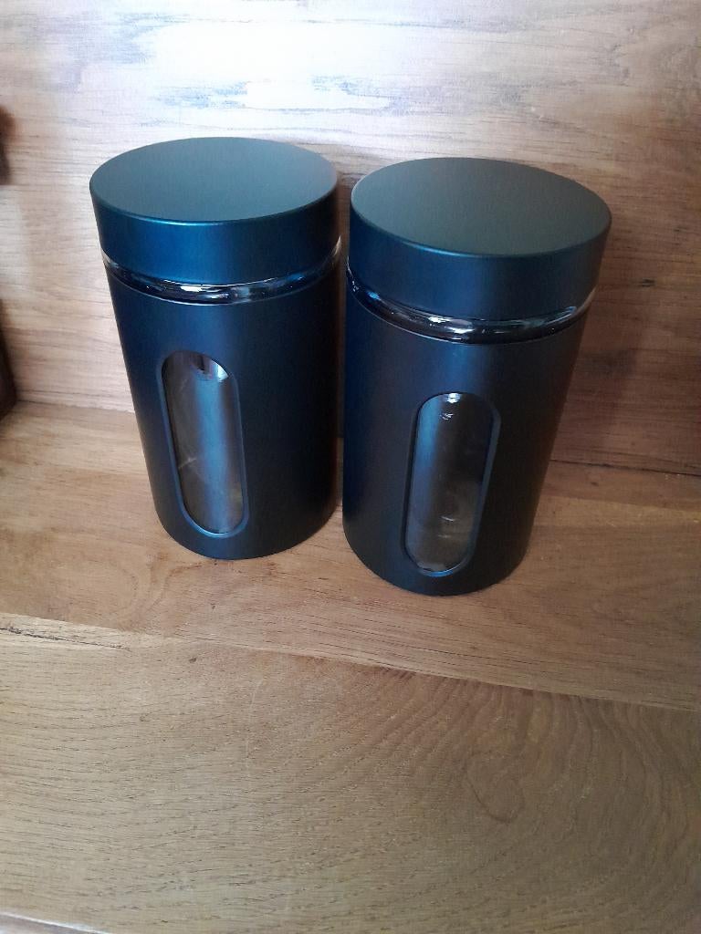 ~ Zwarte Voorraadpotten, Ophalen of Verzenden, Gebruikt, Zwart