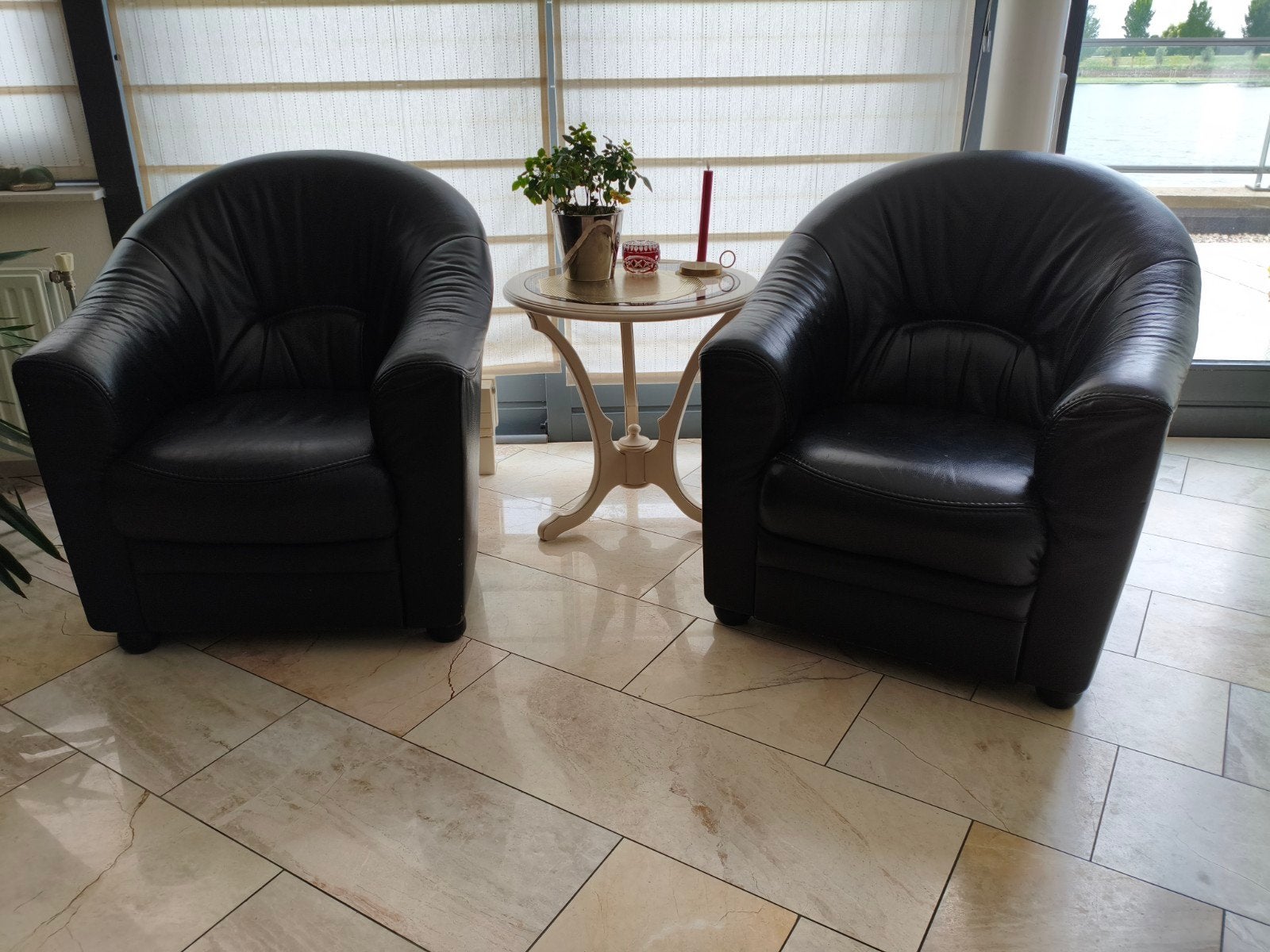 2 x leren fauteuil, Ophalen, Zo goed als nieuw, 50 tot 75 cm, Leer