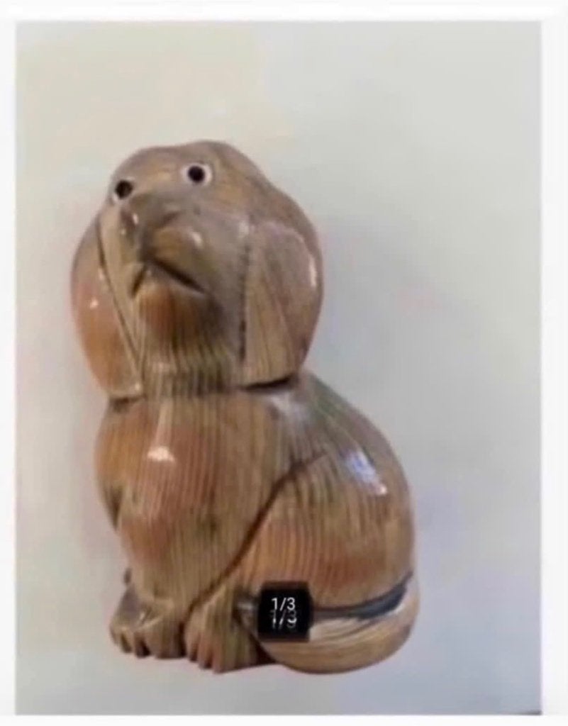 Uit been gesneden schattige hond, 8 x 5 cm, Ophalen of Verzenden