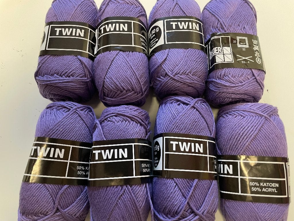 8 bollen in kleur paars katoen/acryl haak/breigaren - nieuw, Ophalen of Verzenden, Nieuw, Breien of Haken, Wol of Garen
