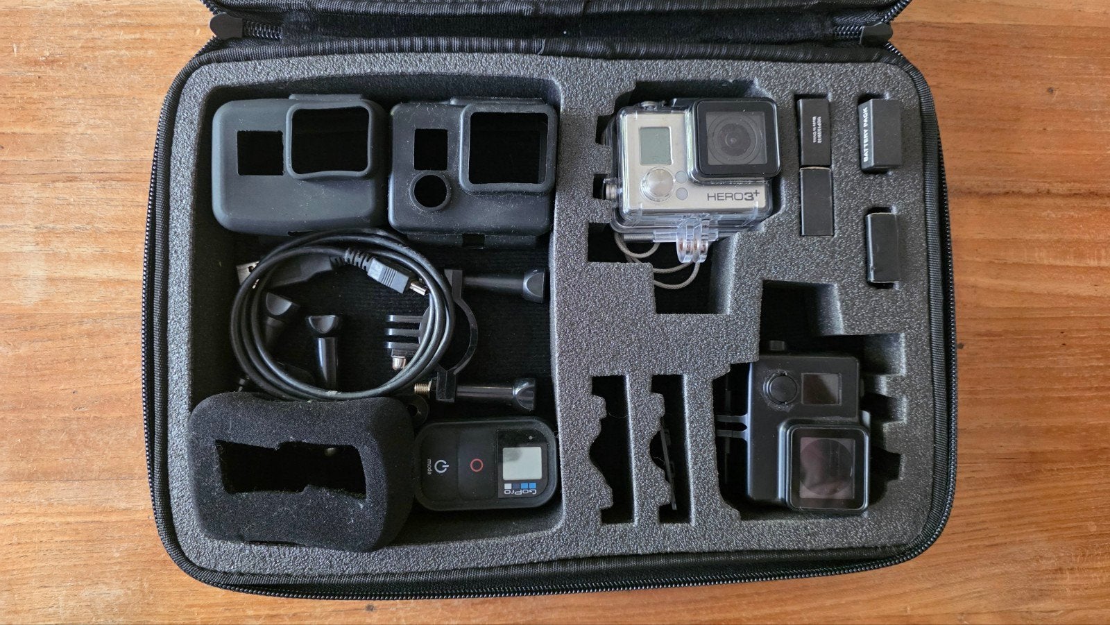 Gopro Hero 3 plus, black edition incl accessoires in koffer, Ophalen of Verzenden, Gebruikt, GoPro