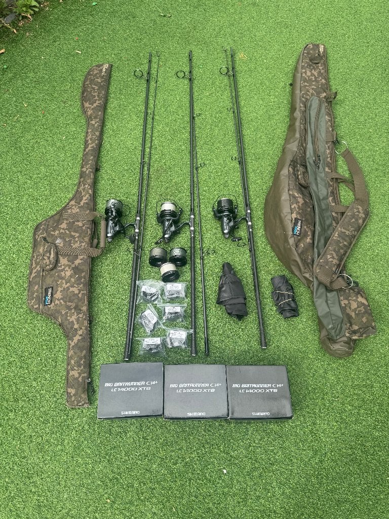 Topset Shimano 3 hengels incl molen 14000 xtb ci4+ / TX5, Ophalen of Verzenden, Zo goed als nieuw, Werphengel