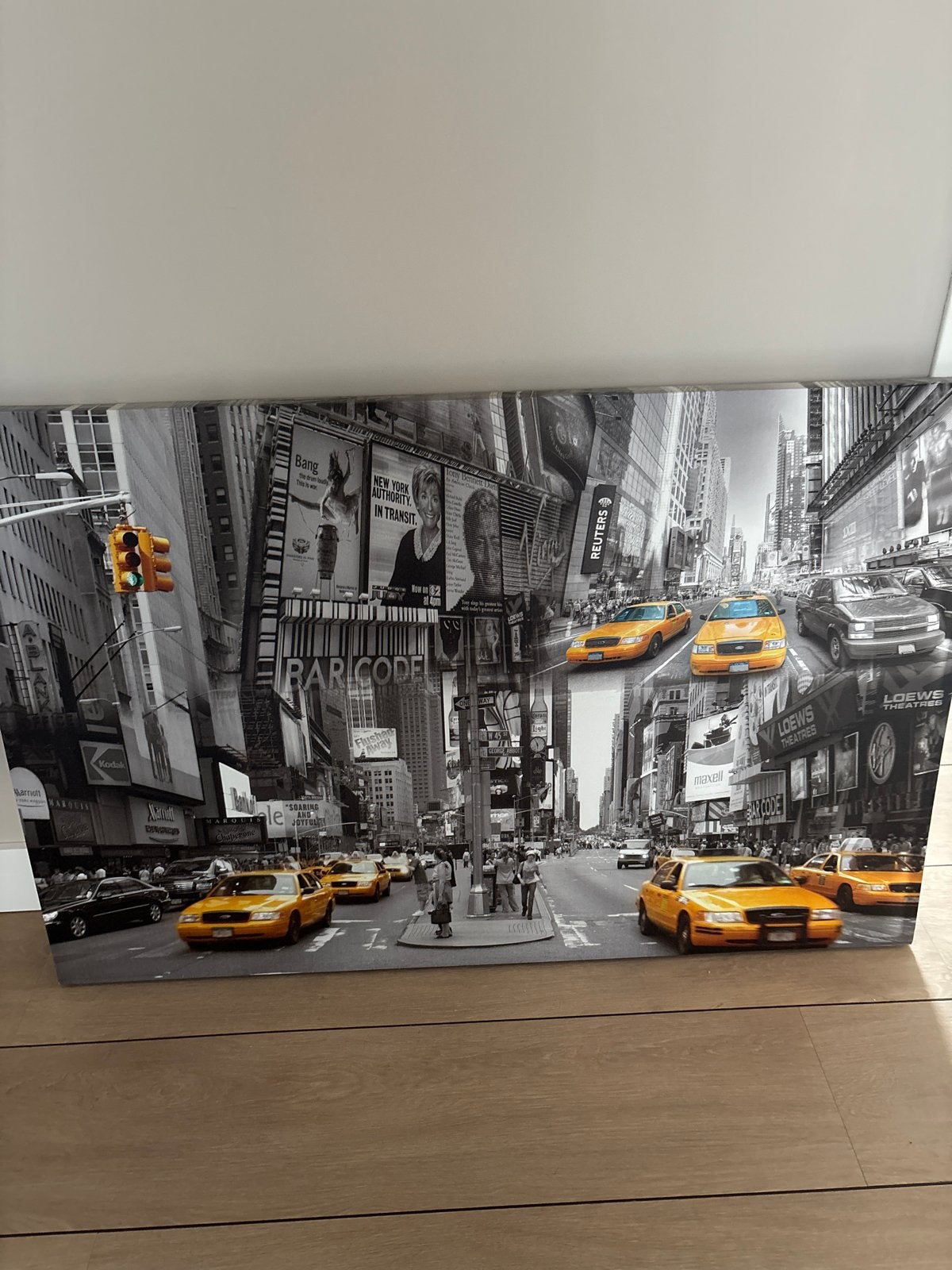 Canvas schilderij New York Times Square met gele taxi's, Ophalen, 50 – 75, Zo goed als nieuw, Schilderij