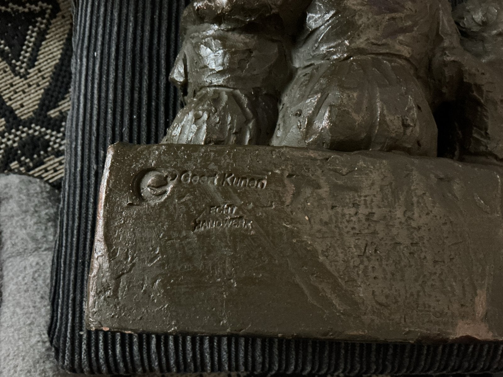 Vintage Geert Kunen Bronzen Beeldje 'Drie Kinderen', Ophalen, Groep mensen, Brons, Beeld