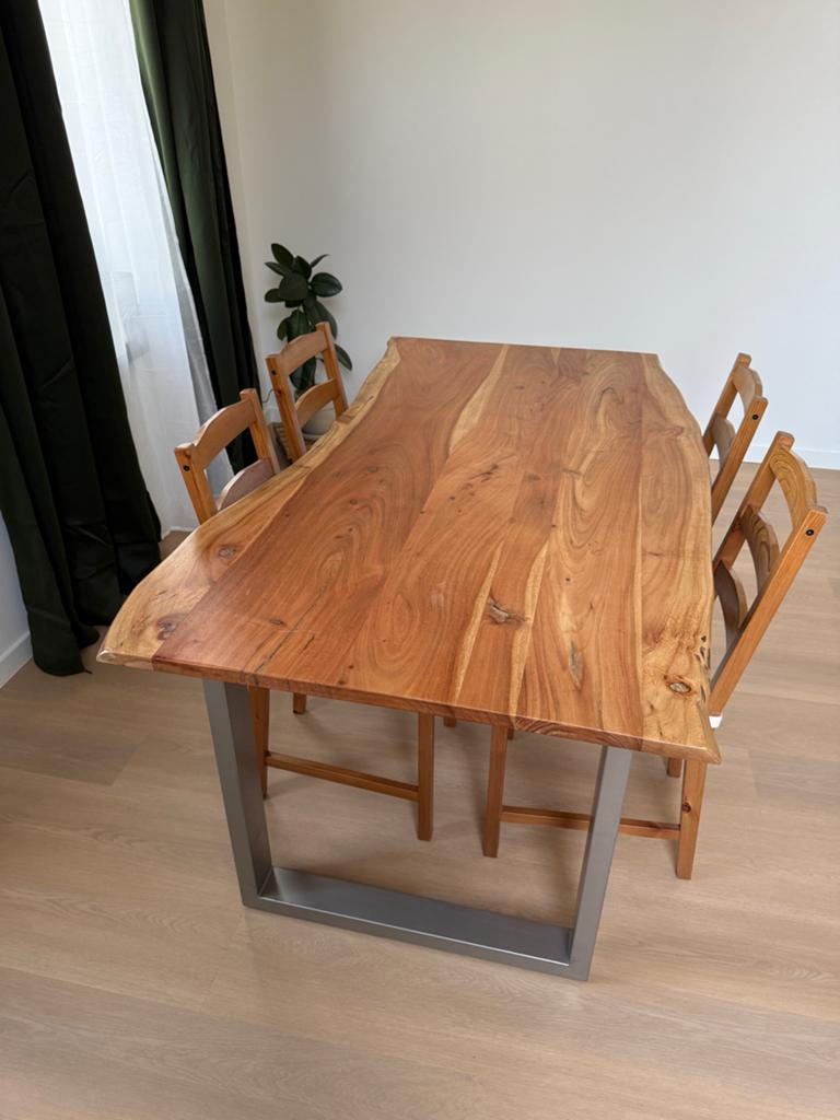 Houten eettafel  + 4 stoelen, Huis en Inrichting, Tafels | Eettafels, Zo goed als nieuw, 50 tot 100 cm, 150 tot 200 cm, Vier personen