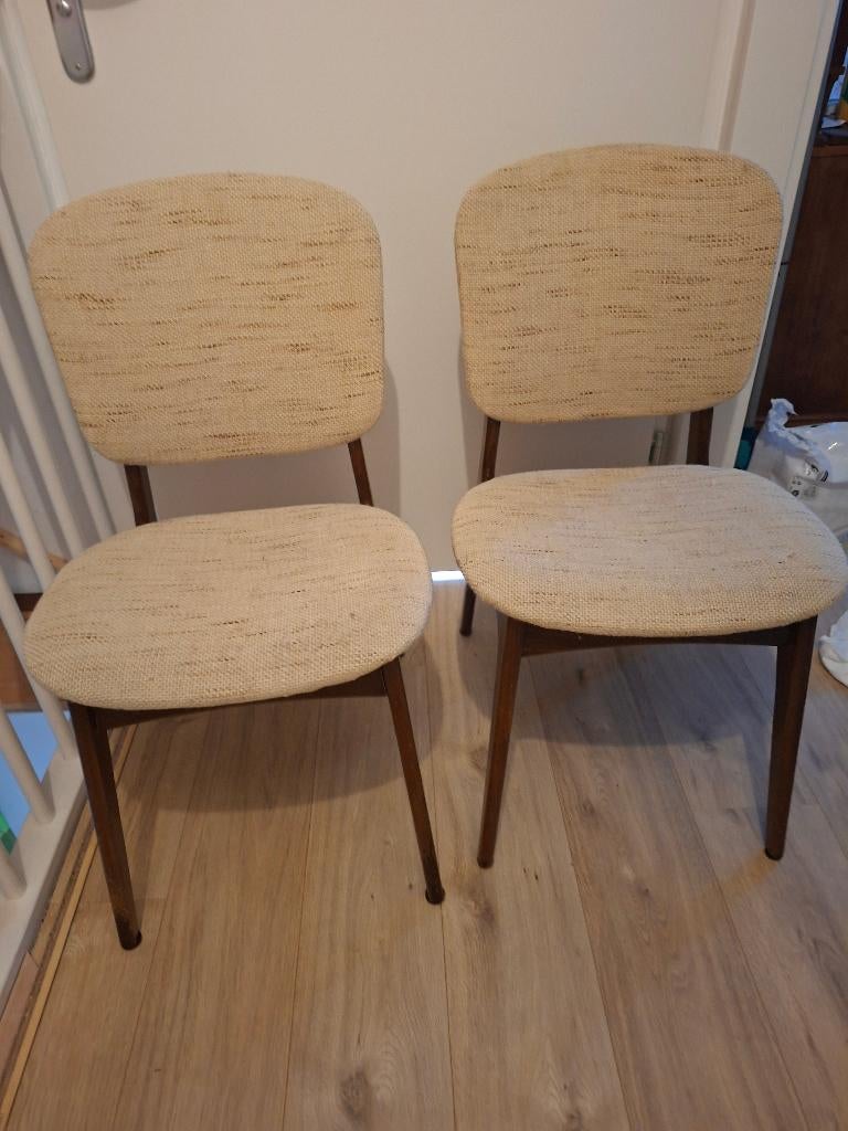 Vintage jaren 50/60 Louis van Teeffelen stoelen 2x, Huis en Inrichting, Stoelen, Ophalen, Gebruikt, Twee, Stof