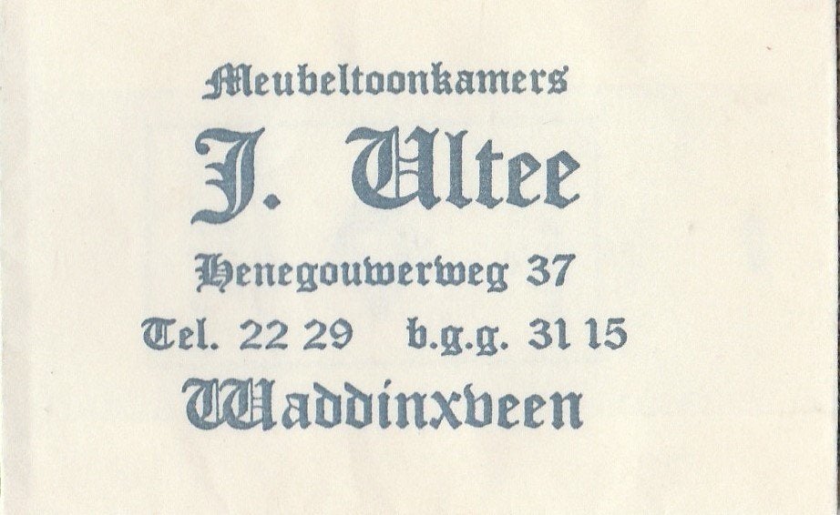 J Ultee Henegouwerweg Waddinxveen - meubeltoonkamer, Ophalen of Verzenden