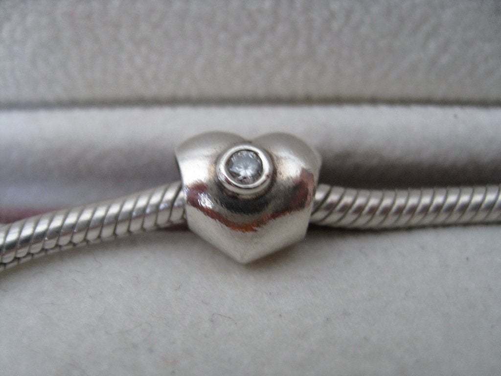 Pandora Hartje met Blanke zirkonia, Ophalen of Verzenden, Zo goed als nieuw, Zilver, Pandora