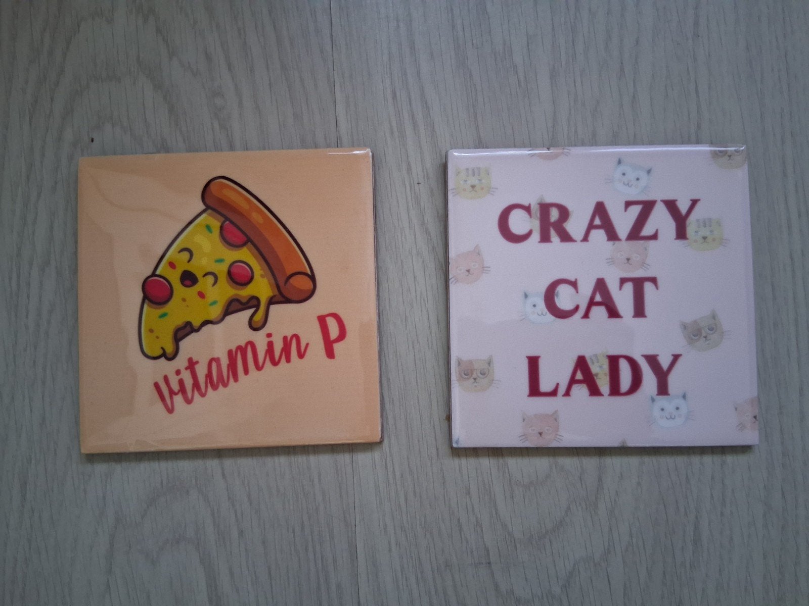 Leuke decoratieve tegeltjes: Pizza en Katten, Meerkleurig, Overige stijlen, Nieuw, Ophalen of Verzenden
