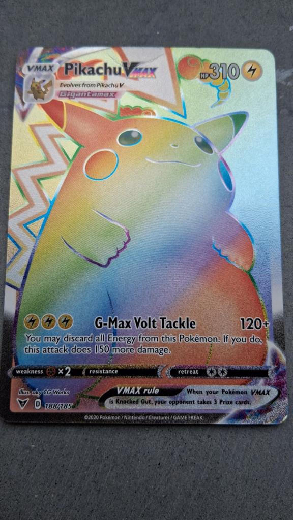 Pikachu vmax rainbow 188/185, Hobby en Vrije tijd, Verzamelkaartspellen | Pokémon, Ophalen of Verzenden, Zo goed als nieuw, Losse kaart