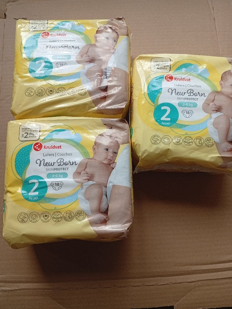 3x Kruidvat NewBorn Mini Maat 2 Luiers Smallpack, Ophalen of Verzenden, Nieuw, Overige typen, Overige merken