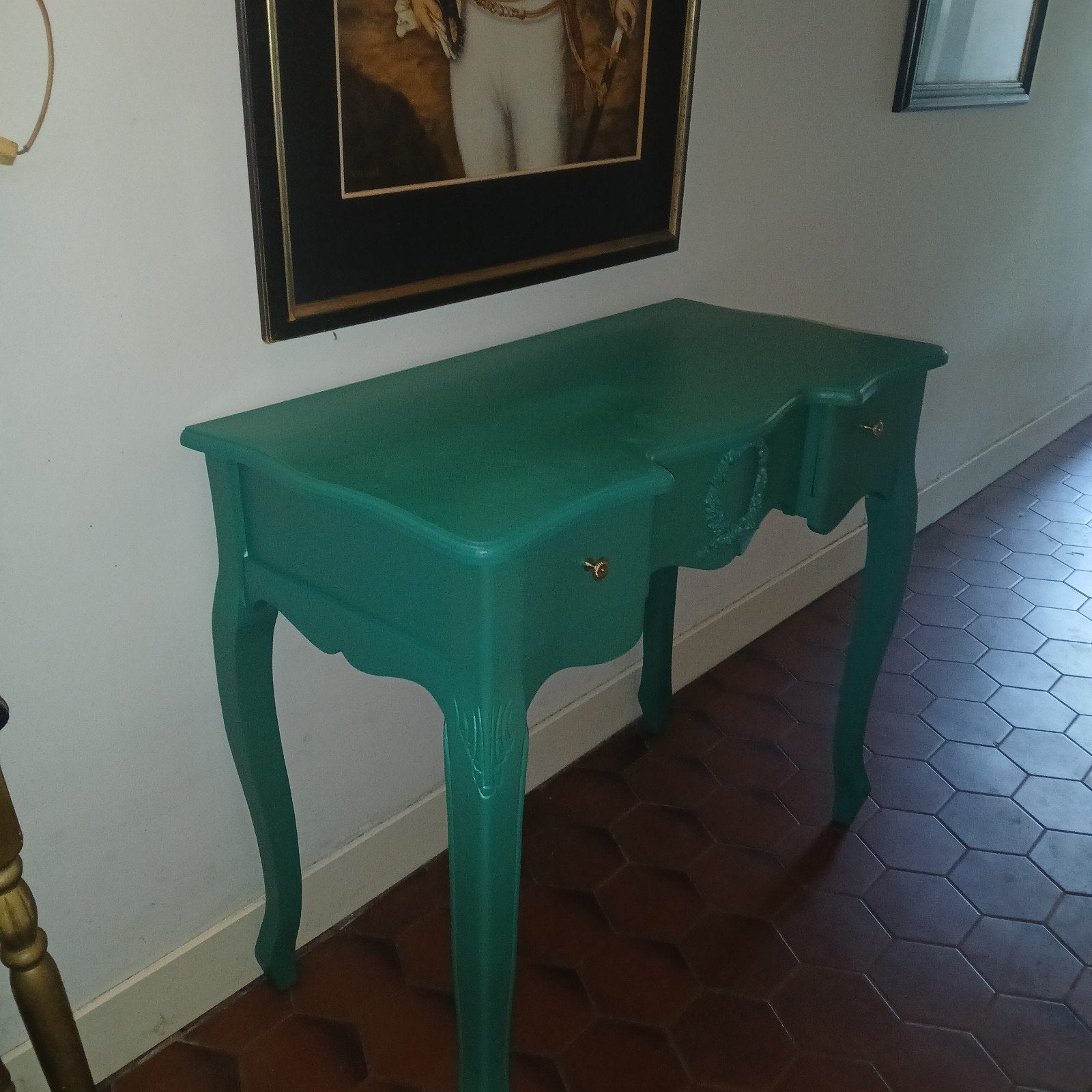 turquoise groene sidetabe haltafel, Ophalen, Gebruikt