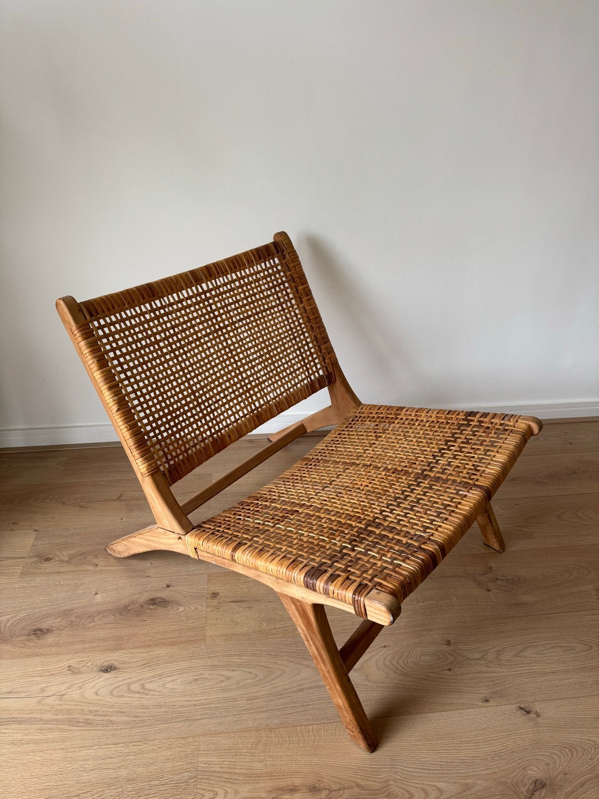 Rotan teak fauteuil / loungefauteuil, Ophalen, Gebruikt, Bruin, Eén