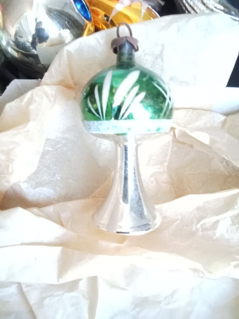 mooi oud kerstballetje model lampje met groene kap, Ophalen of Verzenden, Gebruikt