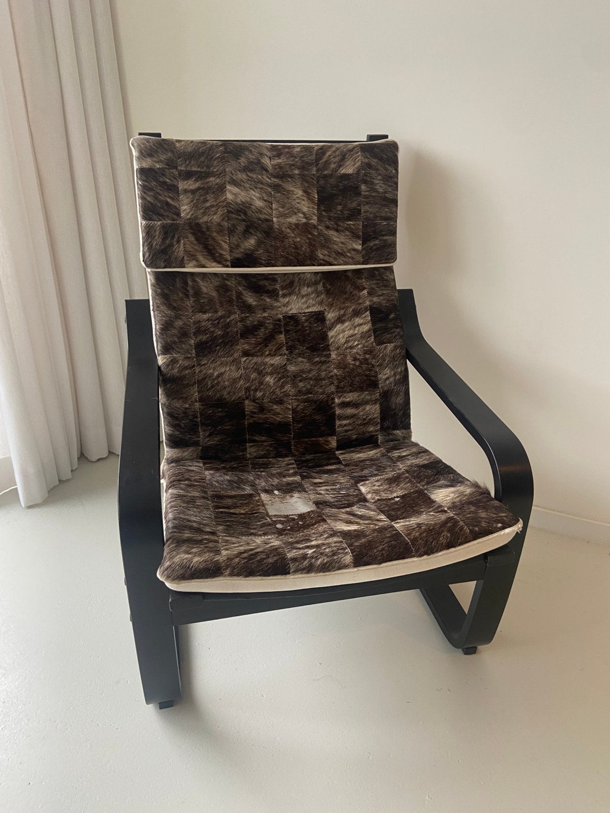 Ikea Poang lederen stoel, Ophalen, Gebruikt, 75 tot 100 cm, Modern