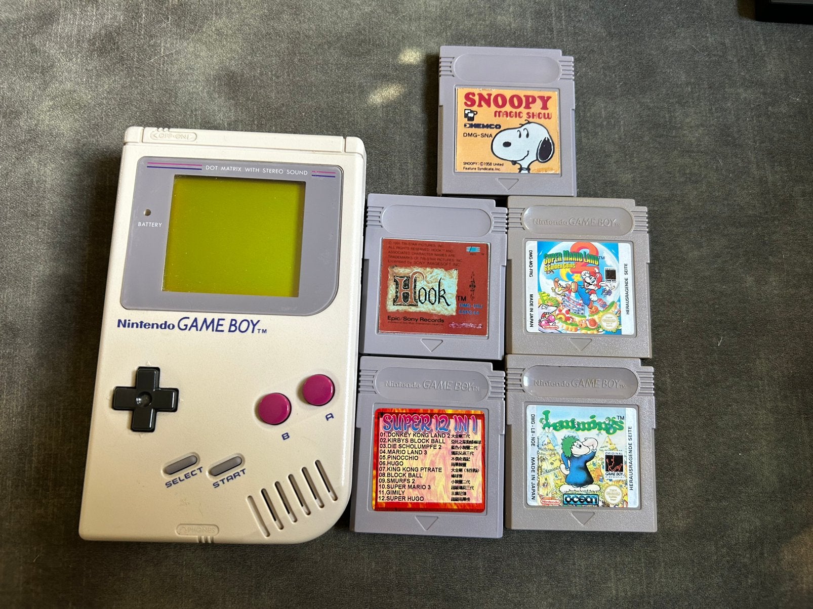 Nintendo Game Boy (DMG-01) met 5 games, Spelcomputers en Games, Ophalen, Gebruikt, Game Boy Classic