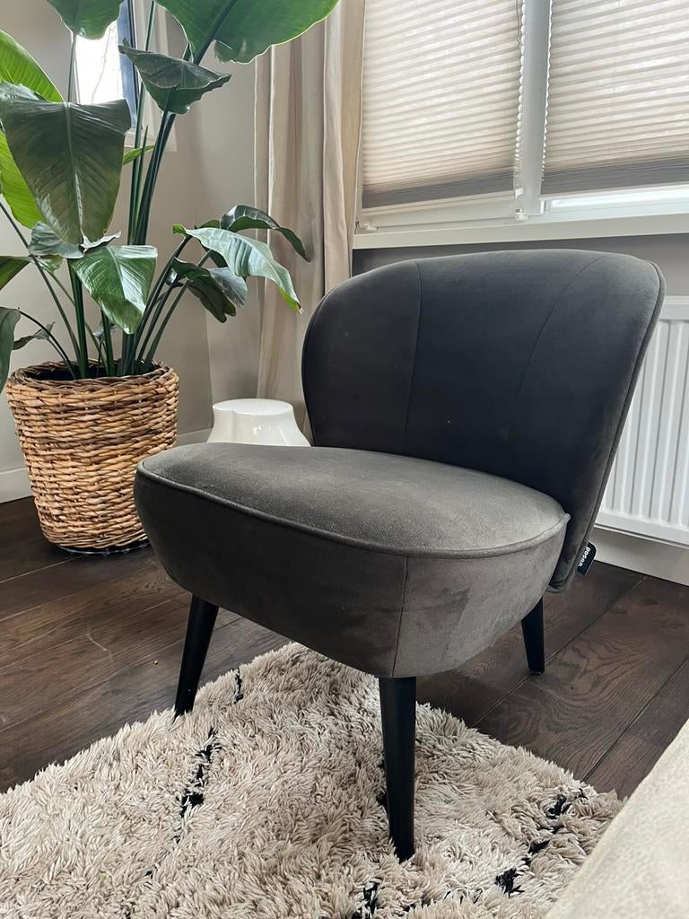 Woood sara fauteuil velvet, groen, Huis en Inrichting, Fauteuils, Ophalen, Gebruikt, Minder dan 75 cm, Stof