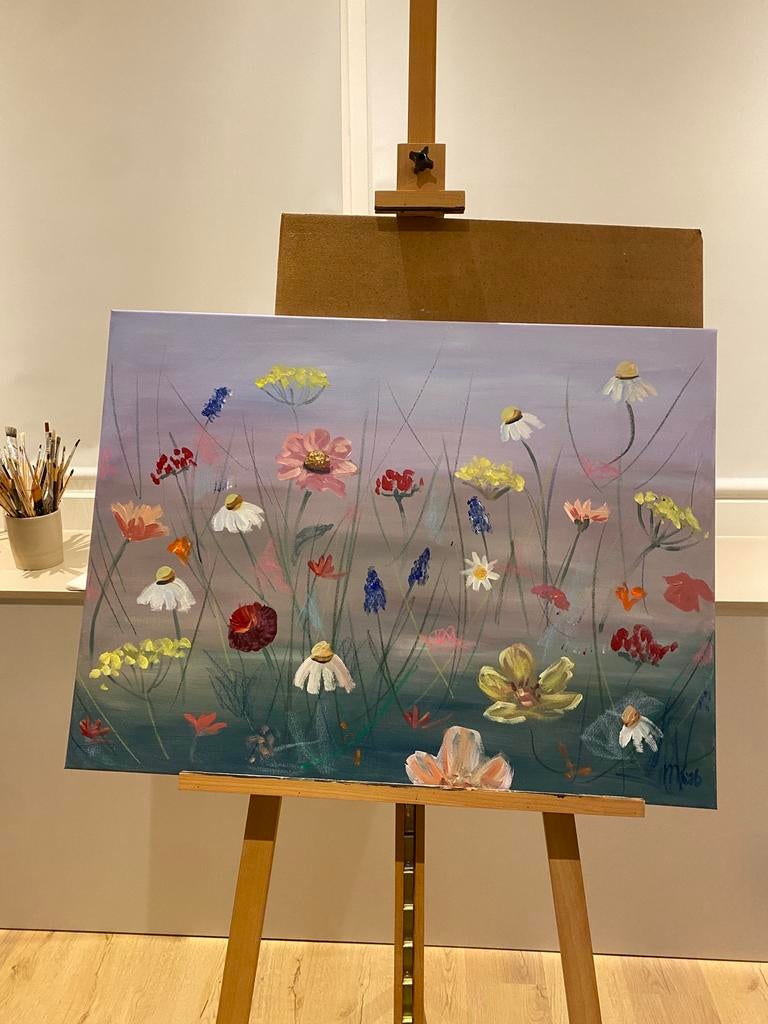 Origineel schilderij lente groot schilderij 60x80, Ophalen of Verzenden