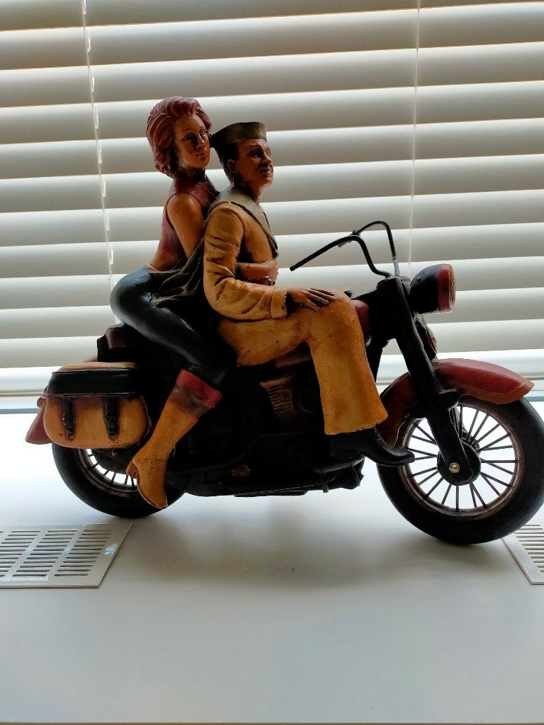 Motorrijder koppel beeldje