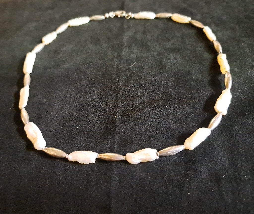 Schitterende ketting van Biwa parels en zilver, Overige kleuren, Verzenden, Nieuw, Steen of Mineraal