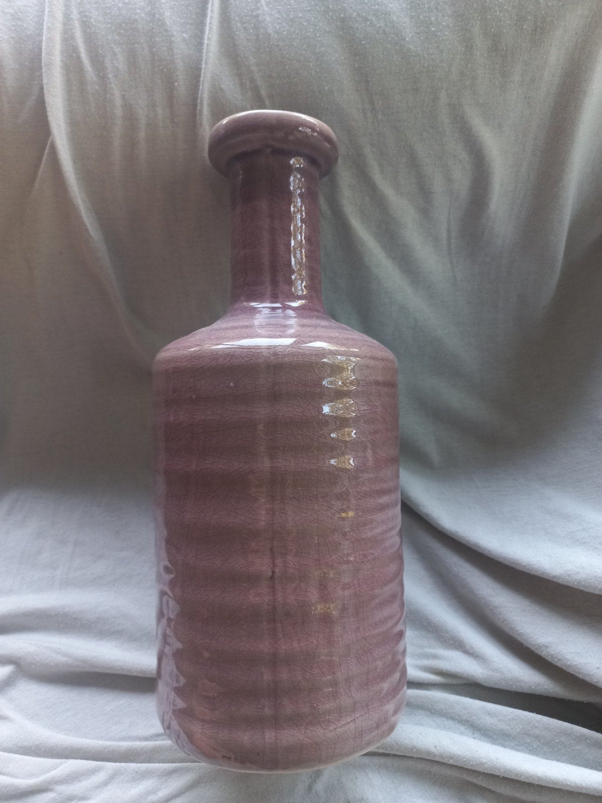 Vintage paarse craquelé vaas, Ophalen of Verzenden