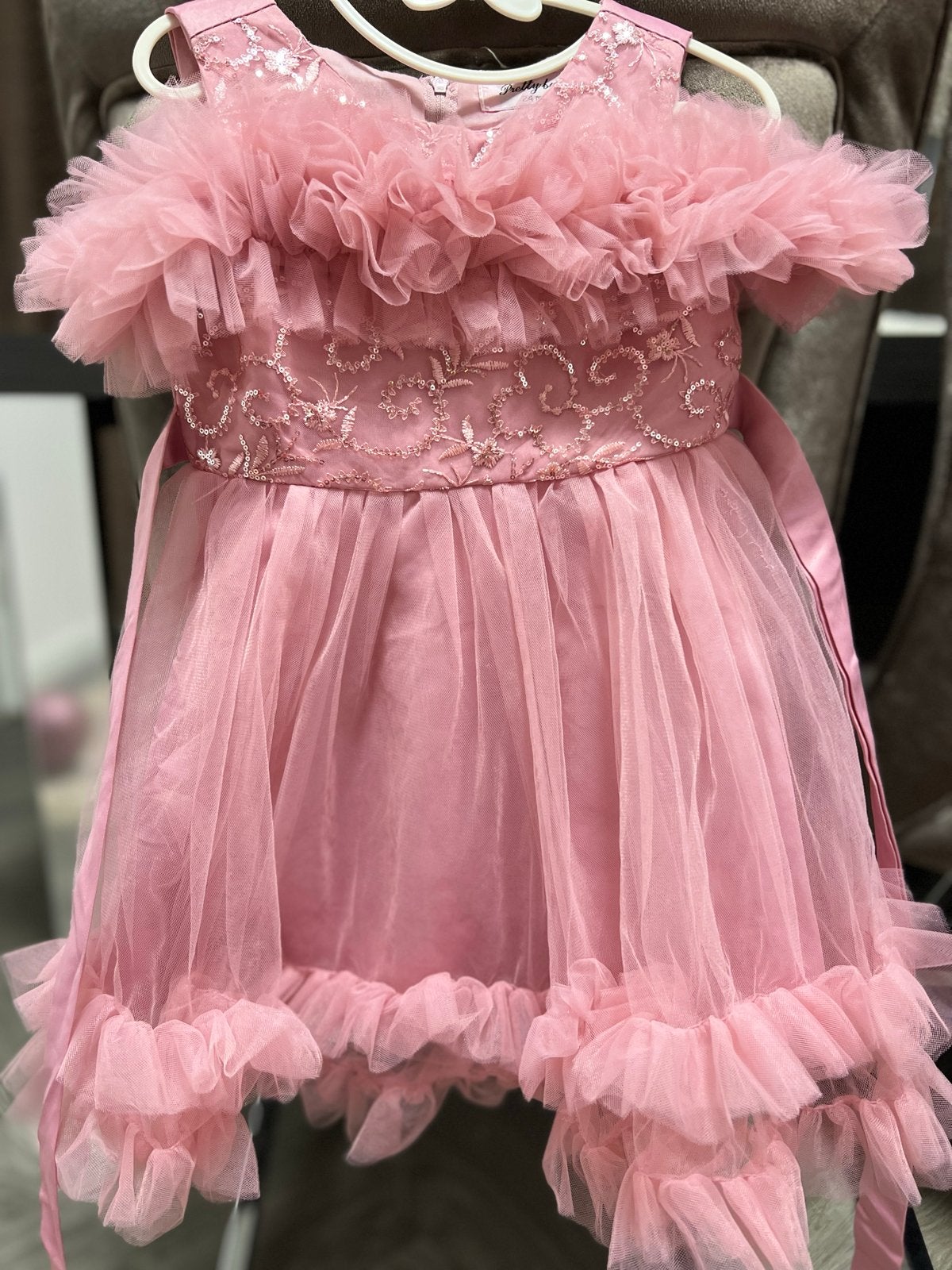 Prachtige Roze Tule Jurk met Glitter Schoentjes, Ophalen, Zo goed als nieuw, Meisje