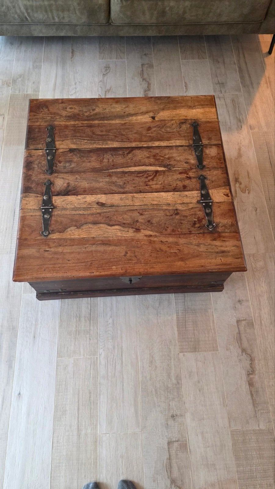 Teakhouten dekenkist - salontafel, Ophalen, Gebruikt, 50 tot 100 cm, 50 tot 100 cm