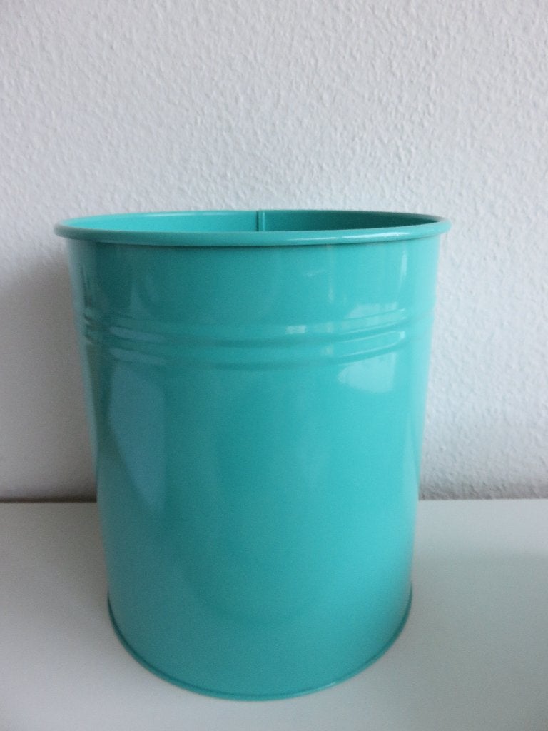 Metalen papierbak, prullenbak afvalbak turquoise blauw groen, Huis en Inrichting, Woonaccessoires | Prullenbakken, Ophalen of Verzenden