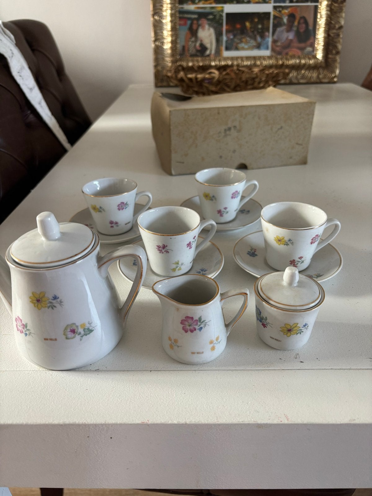 Van Nelle kinderserviesje met bloemmotief 1950-60, Antiek en Kunst, Ophalen of Verzenden