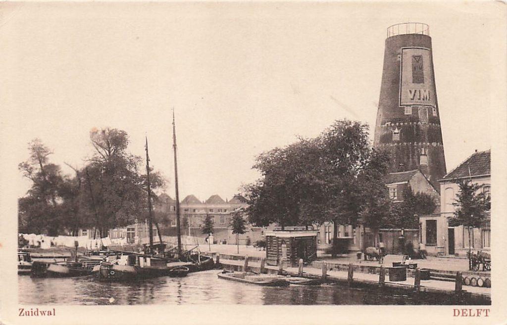 V891 Delft Zuidwal molen reclame VIM boot - J Waltman -, Ophalen of Verzenden, 1920 tot 1940, Zuid-Holland