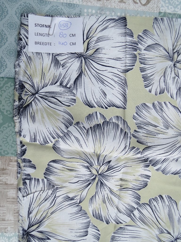 Lap stof (witte bloem) voor het maken van o.a. blouse, 120 cm of meer, Nieuw, Ophalen of Verzenden, Katoen