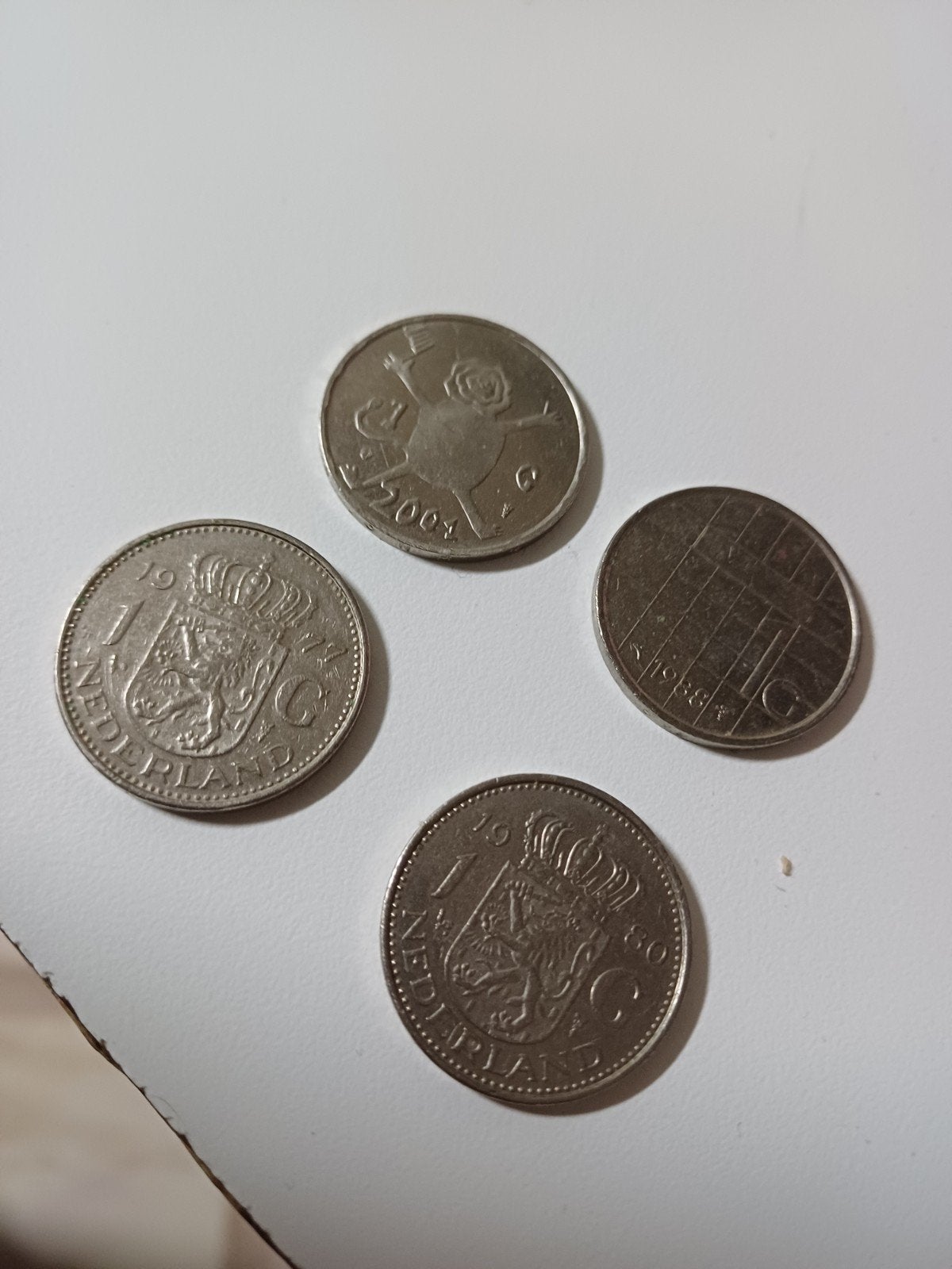 4 Guldens: 1977, 1980, 1988, 2001 - Koningin Juliana/Beatrix, Ophalen of Verzenden, Koningin Juliana, 1 gulden, Setje