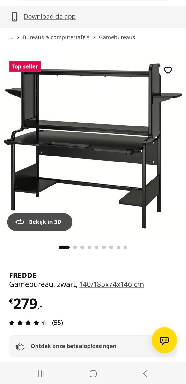 ikea fredde gamebureau, Ophalen, Gebruikt