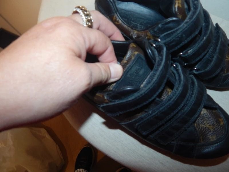 Louis Vuitton leren schoenen monogram print klitteband 30, Gebruikt, Verzenden, Louis Vuitton, Jongen of Meisje