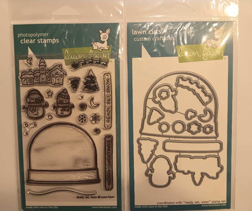Lawn Fawn - Ready, Set, Snow stamp,  die en shaker add-on, Ophalen of Verzenden, Gebruikt, Clearstamp