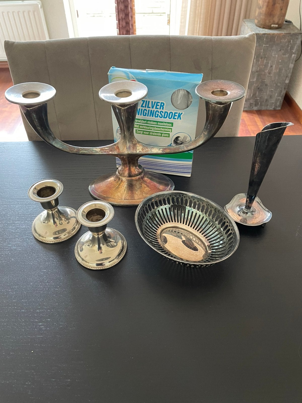 Zilveren kandalaars set, Antiek en Kunst, Ophalen of Verzenden, Zilver