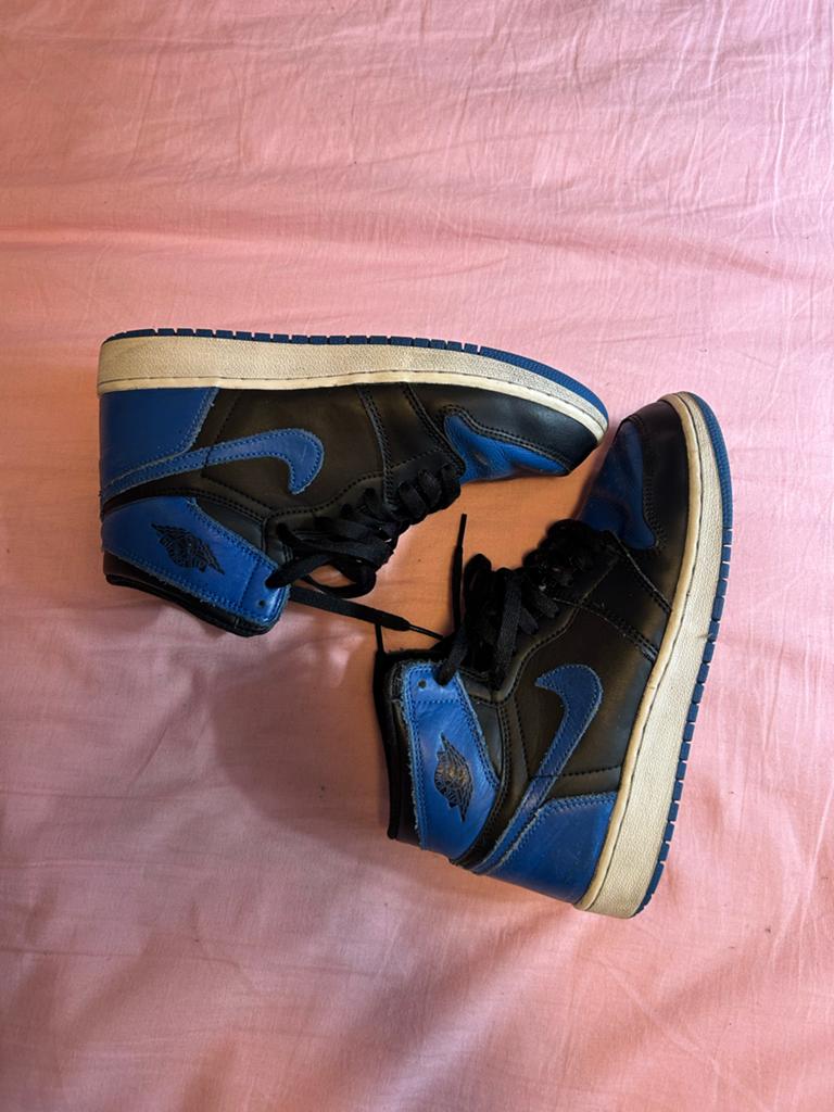 Nike Air Jordan 1 Mid Royal Blue, Ophalen of Verzenden, Gedragen, Blauw, Sneakers of Gympen