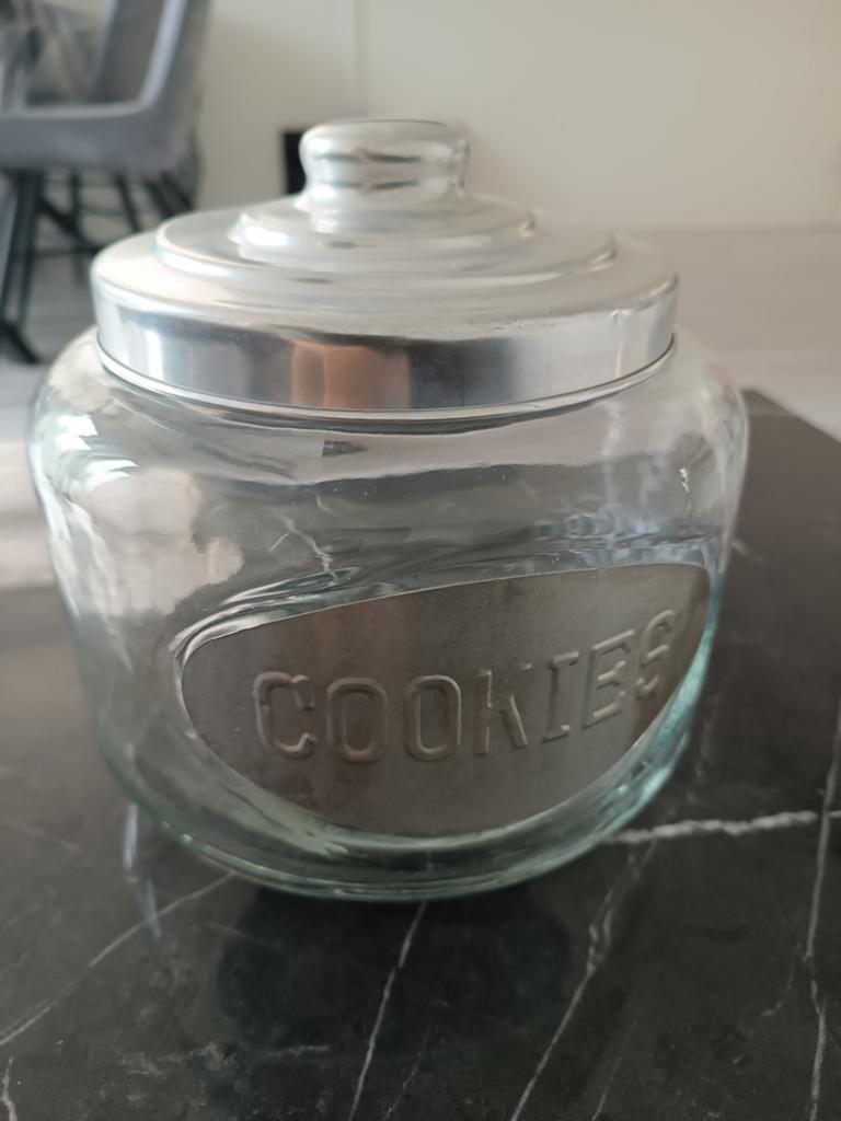 Glazen koekjespot, Ophalen of Verzenden, Glas, Pot, Bus of Blik
