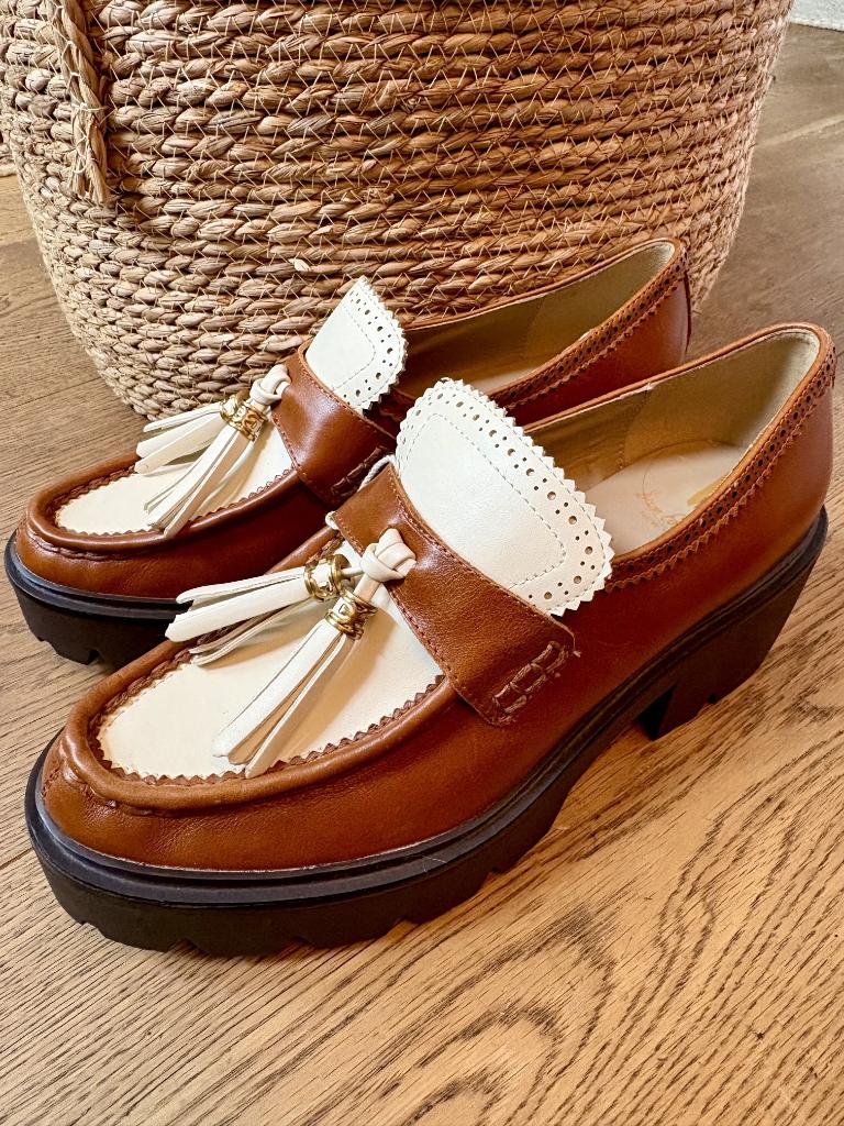 UNIEKE Sam Edelman NIEUW - Nerdy Chic Leather Brogues VOGUE!, Ophalen, Bruin, Sam Edelman, Overige typen