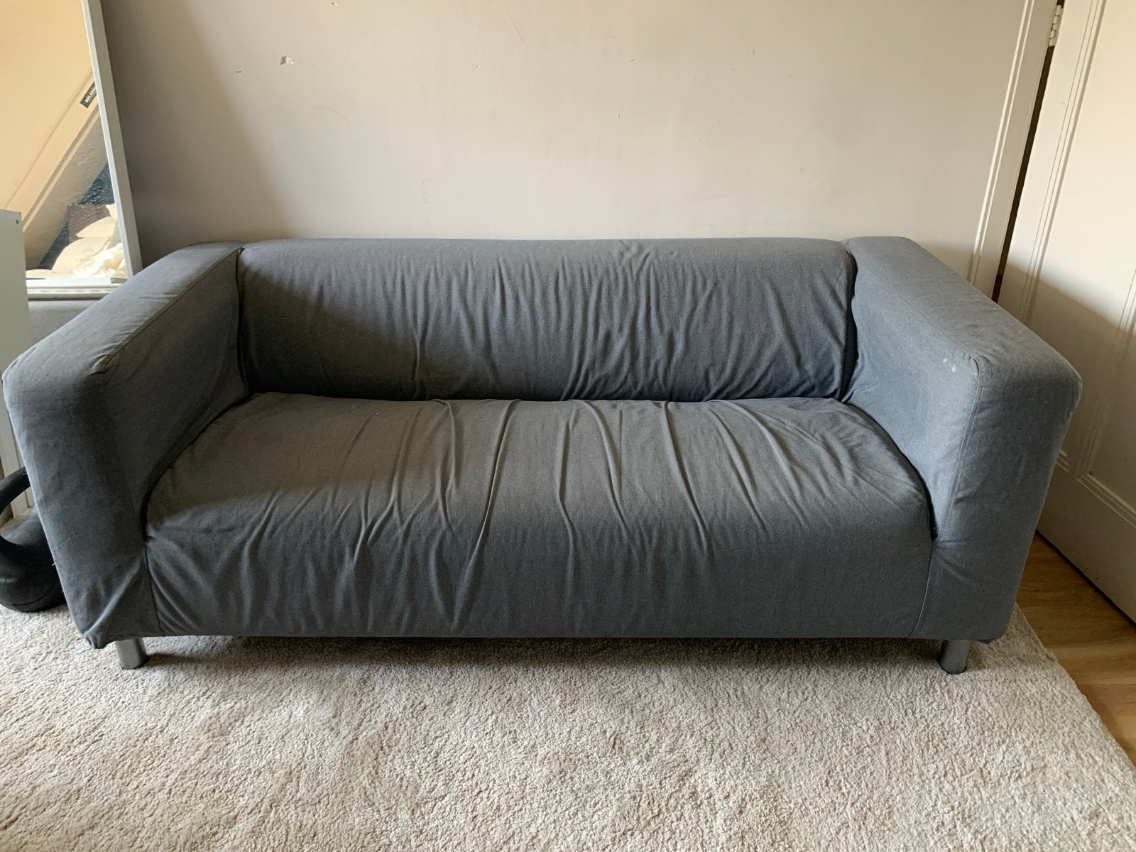 IKEA KLIPPAN 2/3-persoonsbank - Grijs, Ophalen, Gebruikt, 150 tot 200 cm, Driepersoons