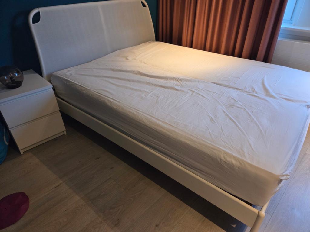 IKEA DUKEN bed 160x200 inclusief lattenbodems, Huis en Inrichting, Slaapkamer | Bedden, Ophalen, Gebruikt, Wit, Tweepersoons