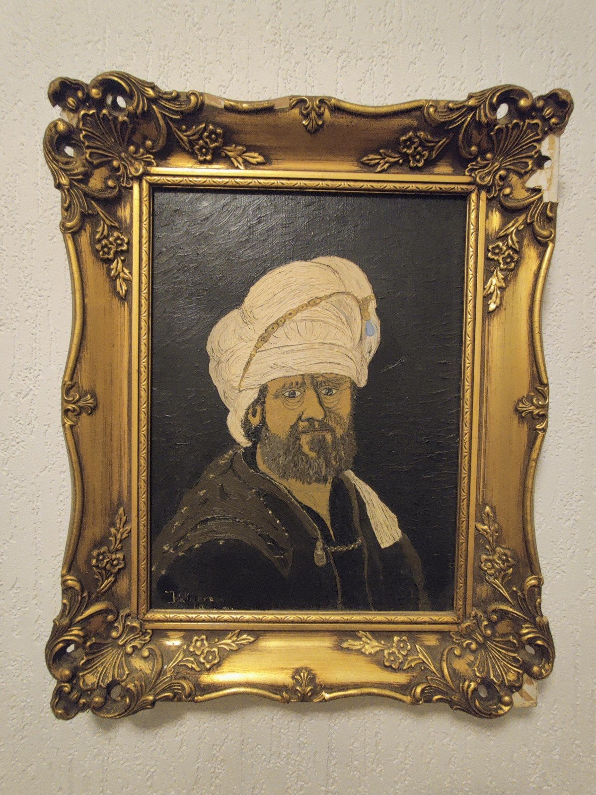 schilderij van j Winter 16-1-1874 zoldervondst zolderopruimi, Antiek en Kunst, Doek, Portret of Personen, Gesigneerd, Ophalen of Verzenden